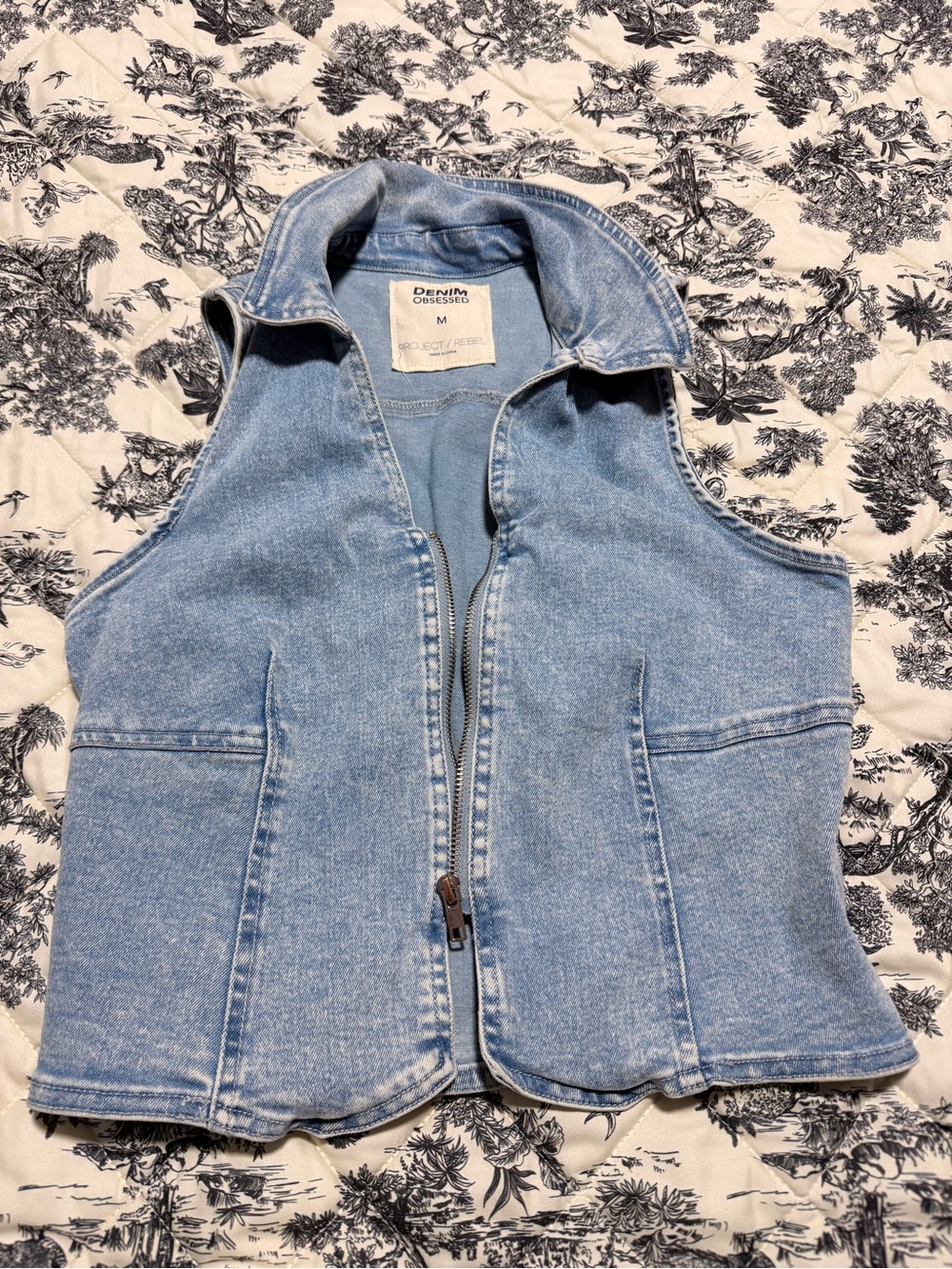 Denim Obsessed Light Wash Zip Front Vest